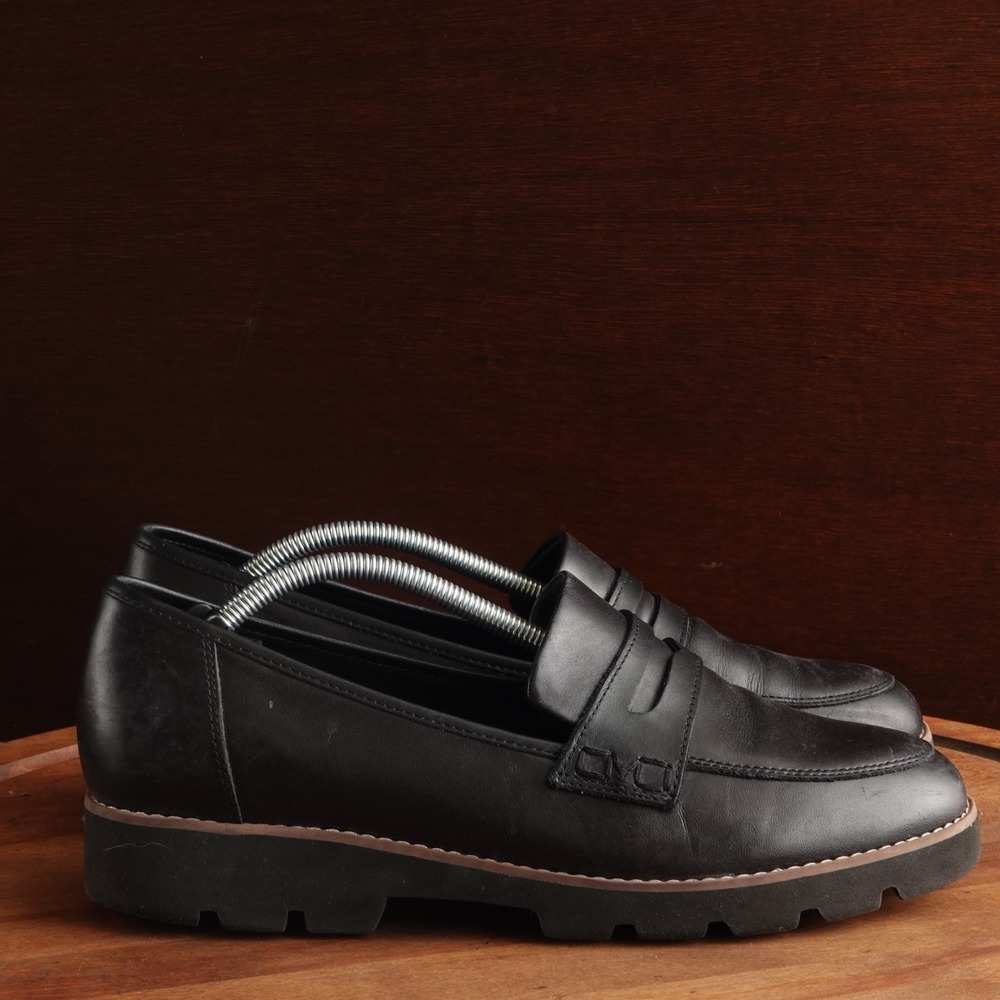 Vionic Loafer WMS SZ 9.5 BLK Cheryl II Leather Comfort Preppy Twee Academia Shoe